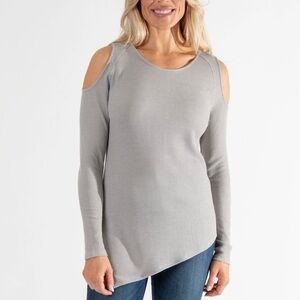 Arianna by Howard’s thermal waffle knit asymmetrical long sleeve top NWT